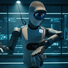 Robots on factory working on production