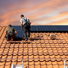 Solar panels on the house roof