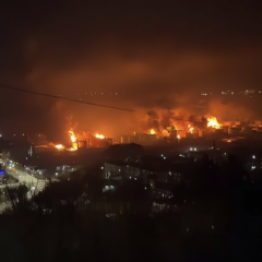 Ships and oil refinery under attack