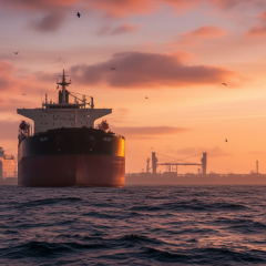 Iranian ship passing through the Strait of Hormuz