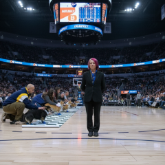 Corgi playing in NBA