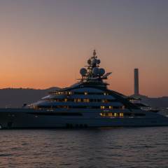 Russian oligarch's yacht passing through closed strait