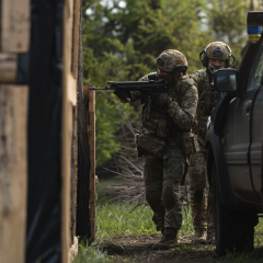 Military vehicles on the front line