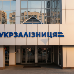 Money bills and Ukrainian Railways logo
