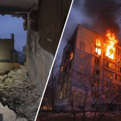 Поврежденные здания и порт в Одессе