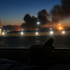 Палаючий завод і нафтостанція в Ленінградській області