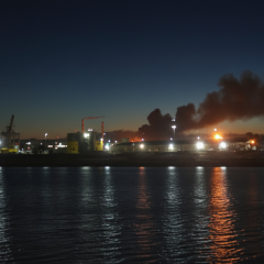 Explosion at Russian oil refinery: flames and smoke