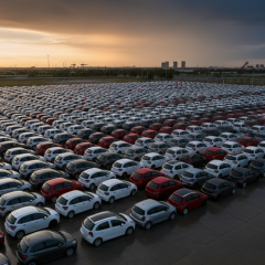 Car market on street with resale