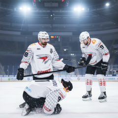 Drones attacking Avangard hockey club players