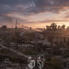 Image of Mariupol against the sea