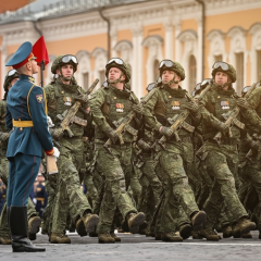 Военная техника на марше в городе