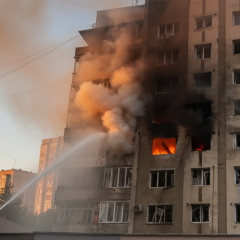 Russian drone strikes residential building