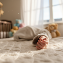 Body of a newborn baby in the closet
