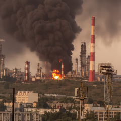 Drones attacking oil refinery in Sizran