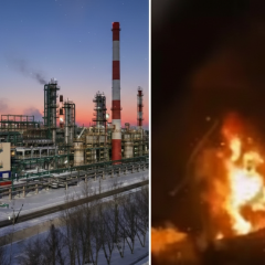 Ukrainian drones attacking the largest refinery in Yaroslavl