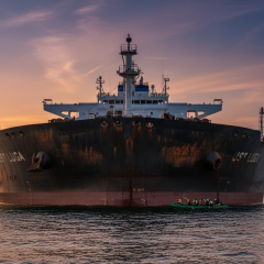 Oil tanker on the background of the sea