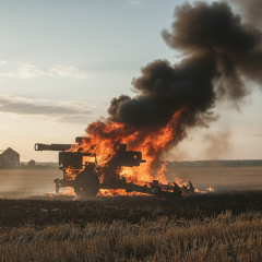 Российский дрон уничтожил комбайн на Сумщине