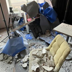 Destroyed offices of Ukrainian and international media