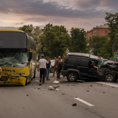 Автобус і позашляховик - ДТП у Борисполі