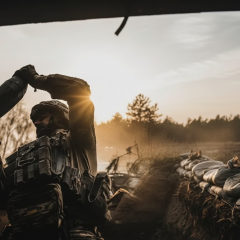 Several Ukrainian soldiers on the front line