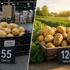 Young Ukrainian potatoes in the field