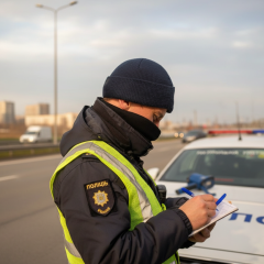Police checking cars on the road
