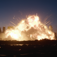New Glenn rocket exploding during testing