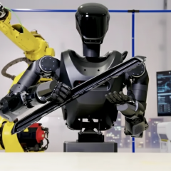 Humanoid robots delivering cargo to the front
