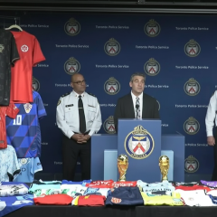 Confiscated counterfeit football kits in Canada