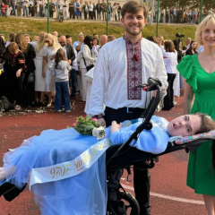 Schoolgirl dances graduation waltz on LVIV