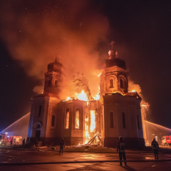 Russian rocket above the monastery in Kyiv