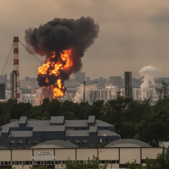 Damage to the oil refinery after drone attack