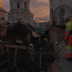 Fire extinguishing at Kyiv Pechersk Lavra