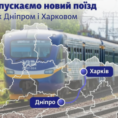 Поїзд Укрзалізниці між Дніпром і Харковом