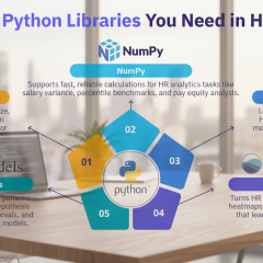 Логотипи п'яти Python бібліотек для HR-аналітики