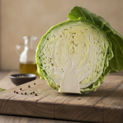 Fresh cabbage on the store shelf