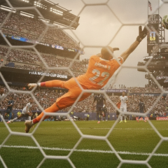 FIFA logo on the background of a football field