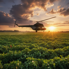Mi-2 helicopter crashed during field spraying