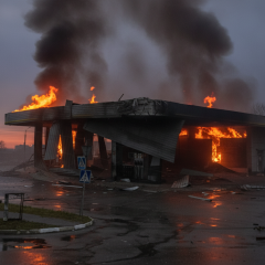 Российский БПЛА попал в АЗС в Сумах