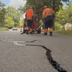 Road repair in Kyiv