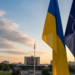 Флаг Украины и символ НАТО