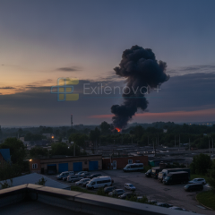 Ukrainian drones attacking chemical plant