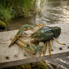 Crayfish on a red plate in Ukraine