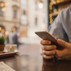 Велигін синій логотип компанії Vodafone на тлі Києва