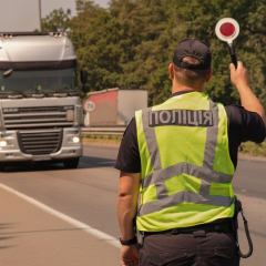 Автомобільні фури транспортують товари під час спеки