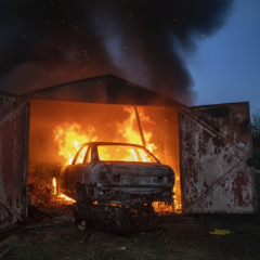 Damaged buildings from drone attack in Odessa