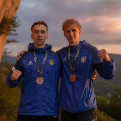 Украинские скалолазы во время соревнований