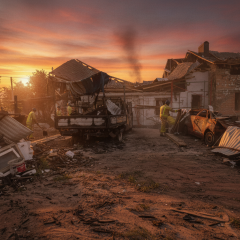 Rubble after the attack on Kyiv region