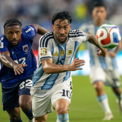 Flags of Argentina and Egypt on the pitch