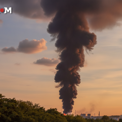 Explosion and fire in Kyiv region